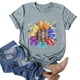 thumbnail image 2 of Gibobby Blusas De Manga Larga Para Mujer Mujeres Casual Sunflower Camisas de imprenta Cuello corto de manga corta Tee Tops Tunic Blose（Gris， L), 2 of 5