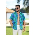 thumbnail image 3 of LA LEELA Mens Hawaiian Shirts Short Sleeve Button Down Shirt Men's Tropical Shirts Casual Holiday Summer Party Caribbean Shirts for Men Funny 3XL Allover Monstera Leaves, Blue, 3 of 5