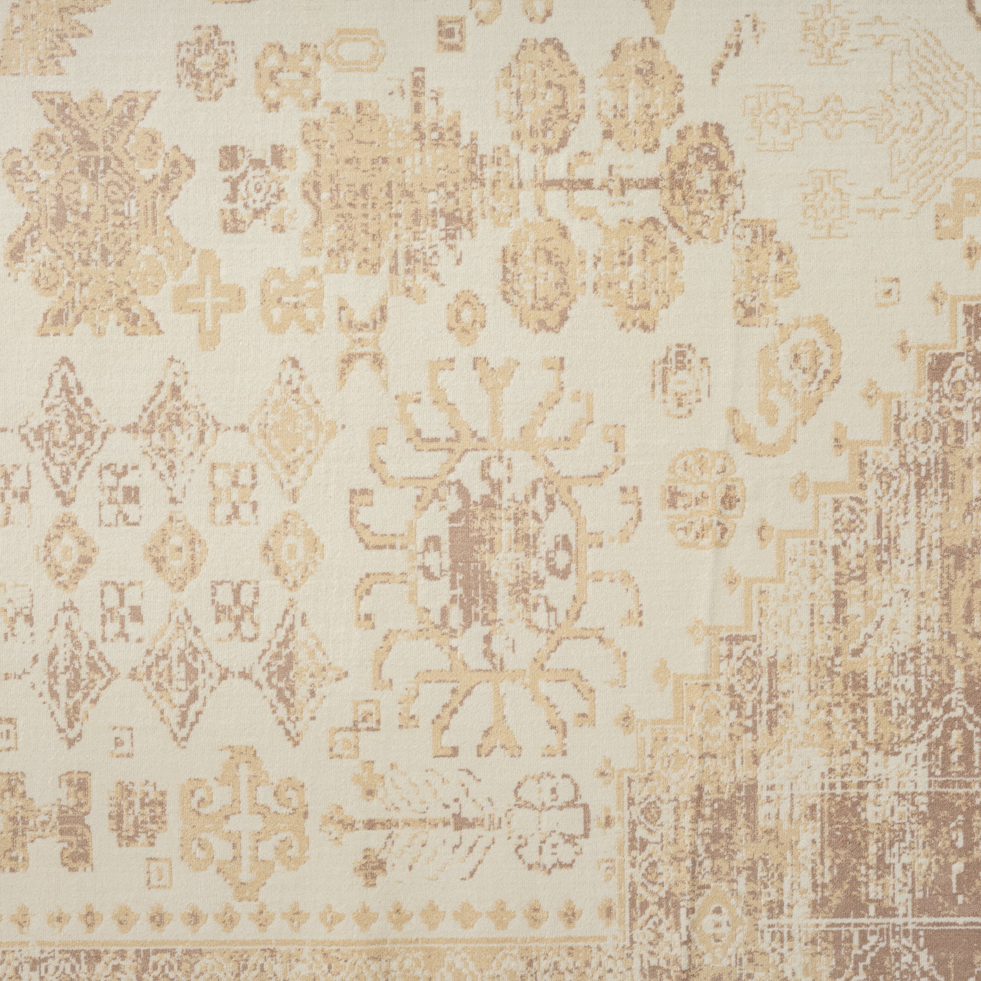 LR Home Brooke 7'10" x 9'10" Ivory/Beige Oriental Waterproof Non-Slip Machine Washable Indoor Area Rug