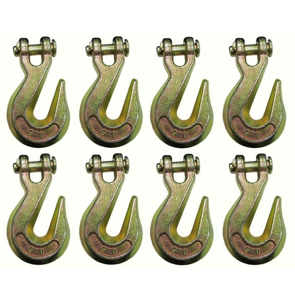 RAParts 8 G70 3/8" Clevis Grab Hooks for Wrecker Tow Chain Flatbed Trailer Tie-Down