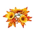 thumbnail image 2 of Aoznliie Fall Candle Ring Wreath, Sunflower Maple Leaf Wreath for Fall Home Decor, 13 inch Thanksgiving Halloween Centerpieces for Table, Orange, 2 of 7