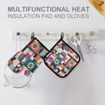 thumbnail image 4 of Yayeee Oven Mitts and Pot Holder Set of 2 Heat Resistant Kitchen Gloves Baking Hot Pad, Orange Geometric, 4 of 5