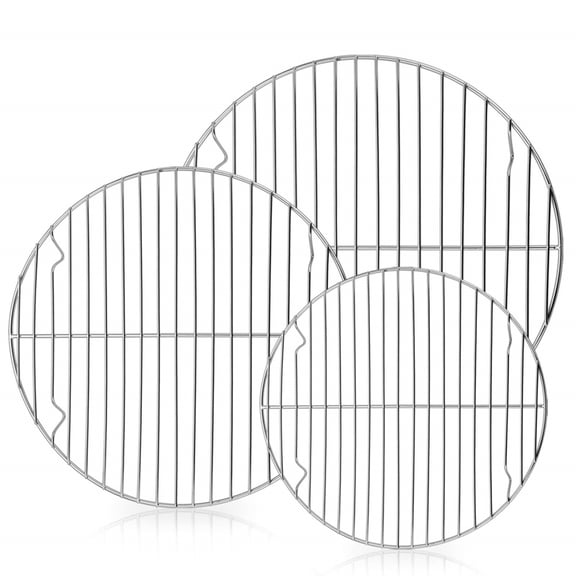 3 Pieces Cooling Rack, 7 Inch 9 Inch 10 Inch Stainless Steel Wire Rack Round Baking Racks for Cooking Steaming Roasting Cooling, Healthy & Non-toxic, Oven & Dishwasher Safe– Set of 3