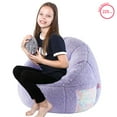 thumbnail image 3 of Room Revival, Kids' Super Soft Teddy Sherpa Bean Bag Chair with Pocket, Purple, 3 of 6