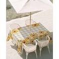 thumbnail image 3 of 60x84 Inch Outdoor Tablecloth with Umbrella Hole Zipper Rectangle Spring Sunflowers Rectangular Tablecloths Outside Waterproof Plaid Vintage Botanical Painting Patio Table Cover for Picnic Party, 3 of 8