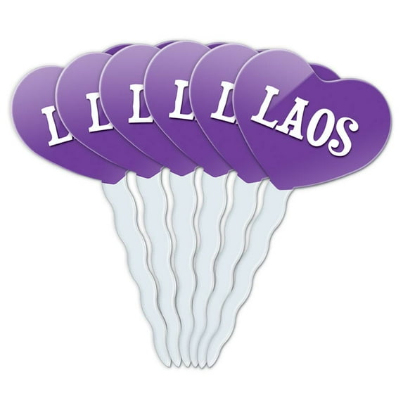 Laos Heart Love Cupcake Picks Toppers - Set of 6