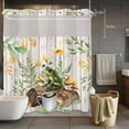 thumbnail image 5 of Green Frog No Hooks Shower Curtain with Snap-in Liner Coffee Mushroom Butterfly White Wood Broad Shower Curtains for Bathroom, Waterproof, Easy Install, Washable 72"x72", 5 of 9