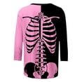thumbnail image 5 of WEAIXIMIUNG T-Shirt Assorti pour Femmes, Imprimé Squelette, Col en V, Manches 3/4, 5 of 5