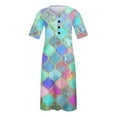 thumbnail image 3 of SMihono Robe d'Été Grande Taille pour Femmes 2023 à Col en V à Manches Courtes Robe Imprimée Robe Décontractée avec Poches, 3 of 4