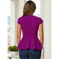 thumbnail image 4 of DARING DIVA Women's Elegant Round Neck Solid Color Cap Sleeve Blouses S Purple, 4 of 6