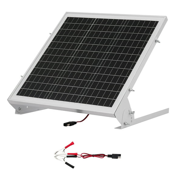 VEVOR 20W 12V Solar Battery Trickle Charger Maintainer, Mono Solar Panel Battery Charger with Built-in MPPT Controller & Adjustable Mount Bracket, IP65 Waterproof for Car Boat RV Trailer House Roof