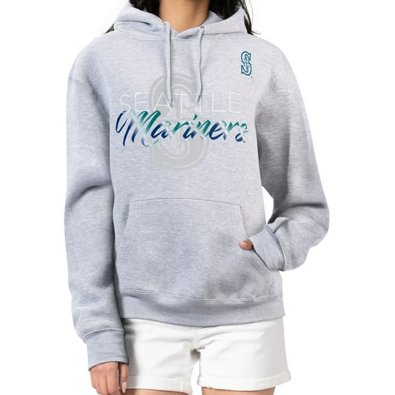 Women's G-III 4Her by Carl Banks Heather Gray Seattle Mariners Shadow Logo Graphic Pullover Hoodie