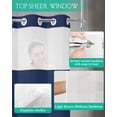 thumbnail image 4 of No Hook Shower Curtain with Snap in Liner, Navy Blue Solid Color Hotel Shower Curtains for Bathroom, Washable Shower Curtain Liner Set with Mesh Top Window, 72"x72", 4 of 6