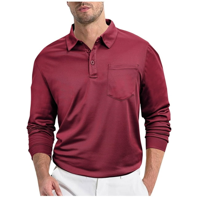 Chbgutlmr Shirts for Men Lapel Neck Solid Color Long Sleeve Work Shirts Fall Casual Comfy Tops Pockets