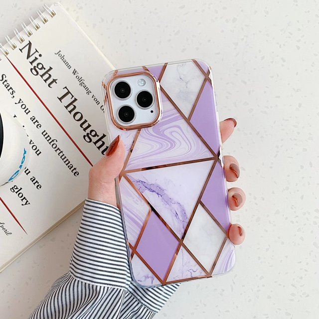 Case for iPhone , Slim Full Body Stylish Protective Case Marble Phone Case Thickened Anti Drop,Purple Rhombus Iphone 11 Pro Max