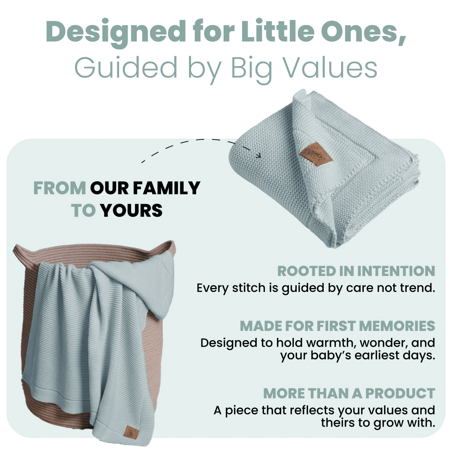 Little Dedi 100% Organic Cotton Baby Knitted Blanket with Gift Box - Soft Toddler, Crib, Stroller Blanket - Neutral Swaddle and Receiving Blanket for Newborns, 30"x40", Sage