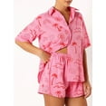 thumbnail image 3 of Biezeib Women's 2 Piece Lounge Set Short Sleeve Lapel Button Up Tops Sun Tropical Tree Print Shorts Sleepwear Sets, 3 of 6