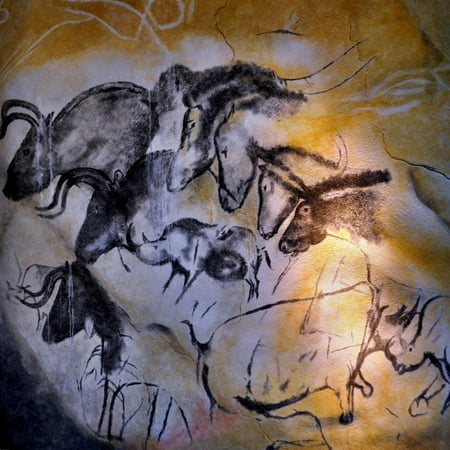 Painting in the Chauvet Cave, 32,000-30,000 Bc Ancient Animal Pictogram Art Print Wall