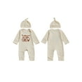 thumbnail image 2 of Spewahor Newborn Baby Boy Fall Romper Fashionable Letters Embroidery Round Neck Long Sleeve Jumpsuits with Hat, 2 of 9