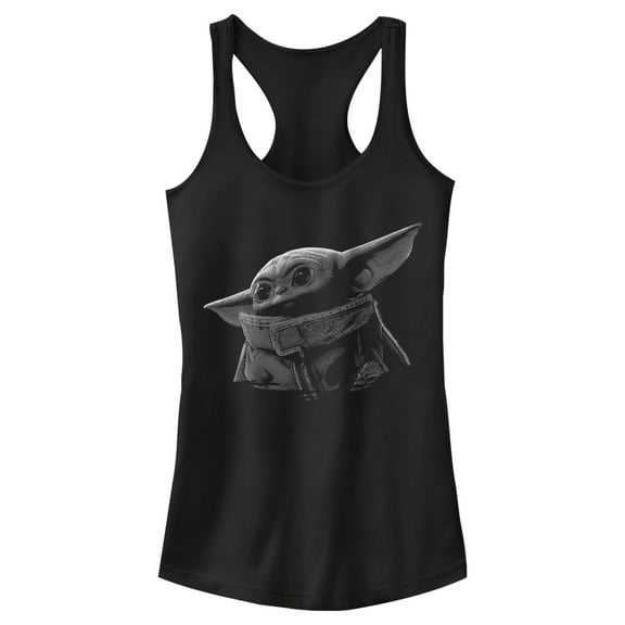 Junior's Star Wars: The Mandalorian The Child Shadow Racerback Tank Top Black 2X Large