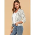 thumbnail image 4 of Blazer De Solapa Con Muescas Allegra K Mangas 3/4 A Rayas Mujer blanco M, 4 of 6