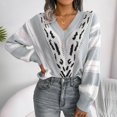 thumbnail image 2 of Vedolay Sweaters for Women Trendy Women's Lightweight Long Sleeve Crew Neck Striped Casual Knitted Pullover Tops,Gray M, 2 of 5