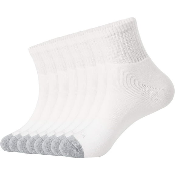 Men's Athletic Ankle Socks 3/8 Pairs Thick Cushion Running Socks for Men&Women Cotton Socks 6-9/9-12/12-15 8 Pair A-white 9-12