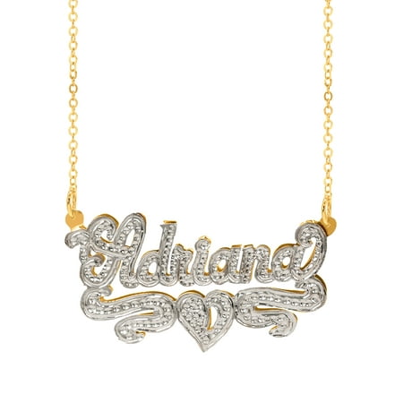 Personalized Name Necklace with Beading and Rhodium