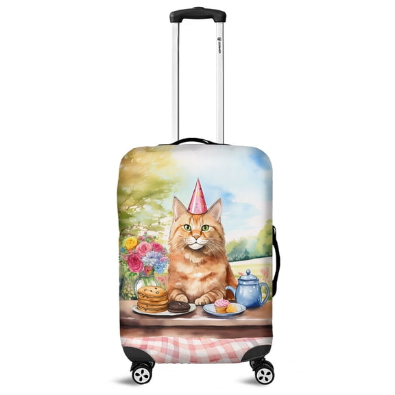 Happy Mother's Day Maine Coon with Sweets and Flowers at a Picnic Travel Luggage Cover Cat Lover Kitten Owner Gifts Suitcase Dust Protective Decor - 13005