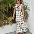 thumbnail image 6 of Whole Alphabet Abc Monogram Hand Drawn Colorful Womens Night Club Maxi Dress V Neck Sleeveless Bohemia Long Dresses, 6 of 9