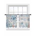 thumbnail image 2 of Sheer Curtains 54 Inches Long, Coastal Octopus Light Filtering Window Curtains for Living Room, Farmhouse Nautical Ocean Conch Coral Rod Pocket Voile Sheer Curtain Drapes, 52"W x 54"L, 2 Panels, 2 of 8
