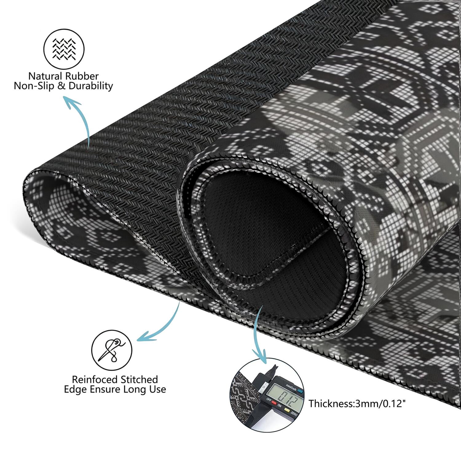 Premium Boho Mahjong Mat 31.5 Inches, Professional Rubber Game Table Pad Non-Slip and Noise Reducing, Large Mat for Card Games Tile Games and Board Games