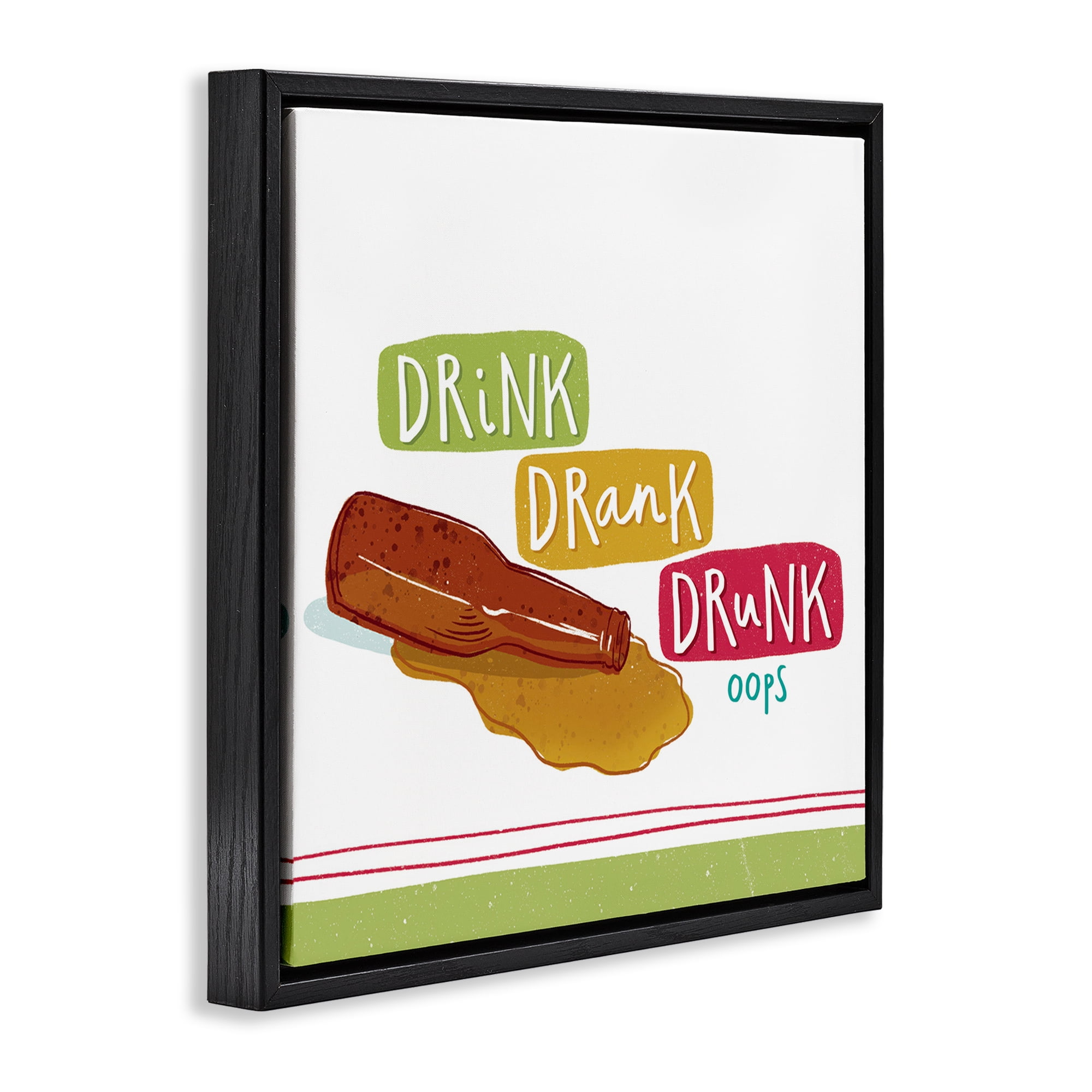 Stupell Industries Drink Drank Drunk Food & Beverage Painting Black Floater Framed Canvas Art Print Wall Art, 18 x 18