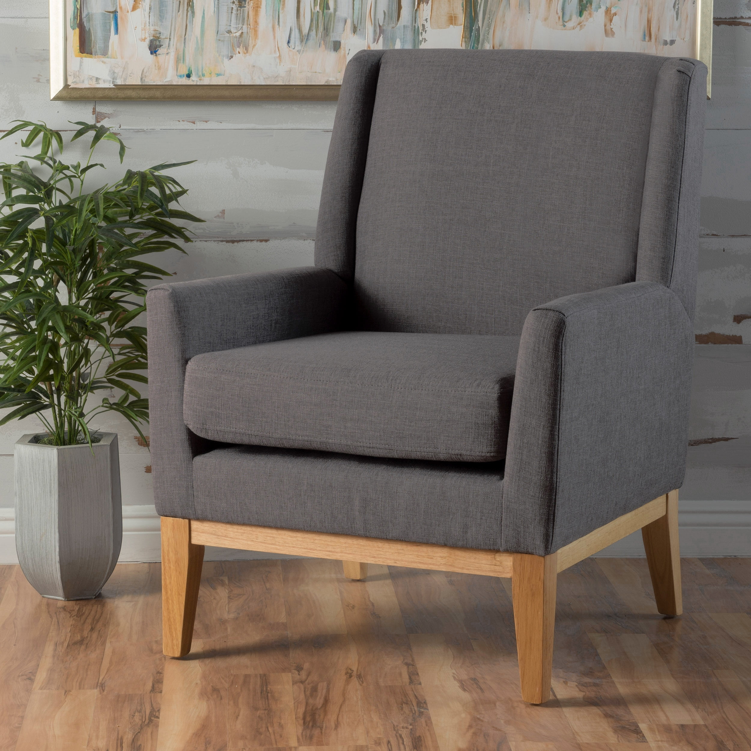 Noble House Lauren Light Grey Fabric Accent Chair