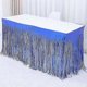 thumbnail image 1 of Set Of 5 Dark Blue 29x108 Inch (9 Feet Long) Metallic Foil Fringe Table Skirt, Parade Floats Skirting Mardi Gras, 1 of 3