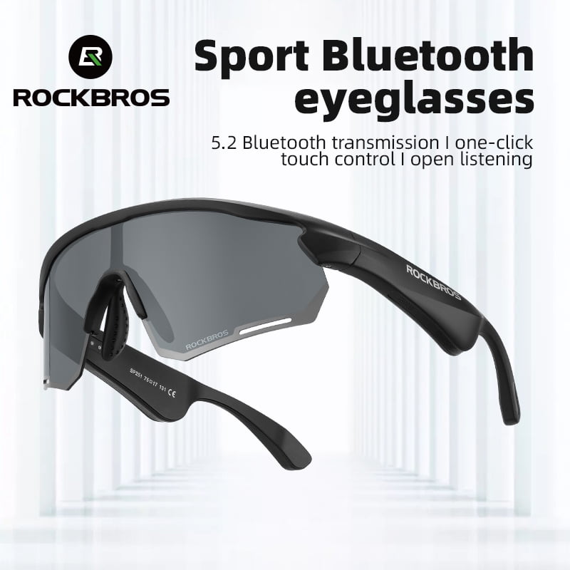 ROCKBROS Sunglasses Bluetooth Polarized Outdoor Electronic Sunglasses for Running/Driving/Cycling/Business