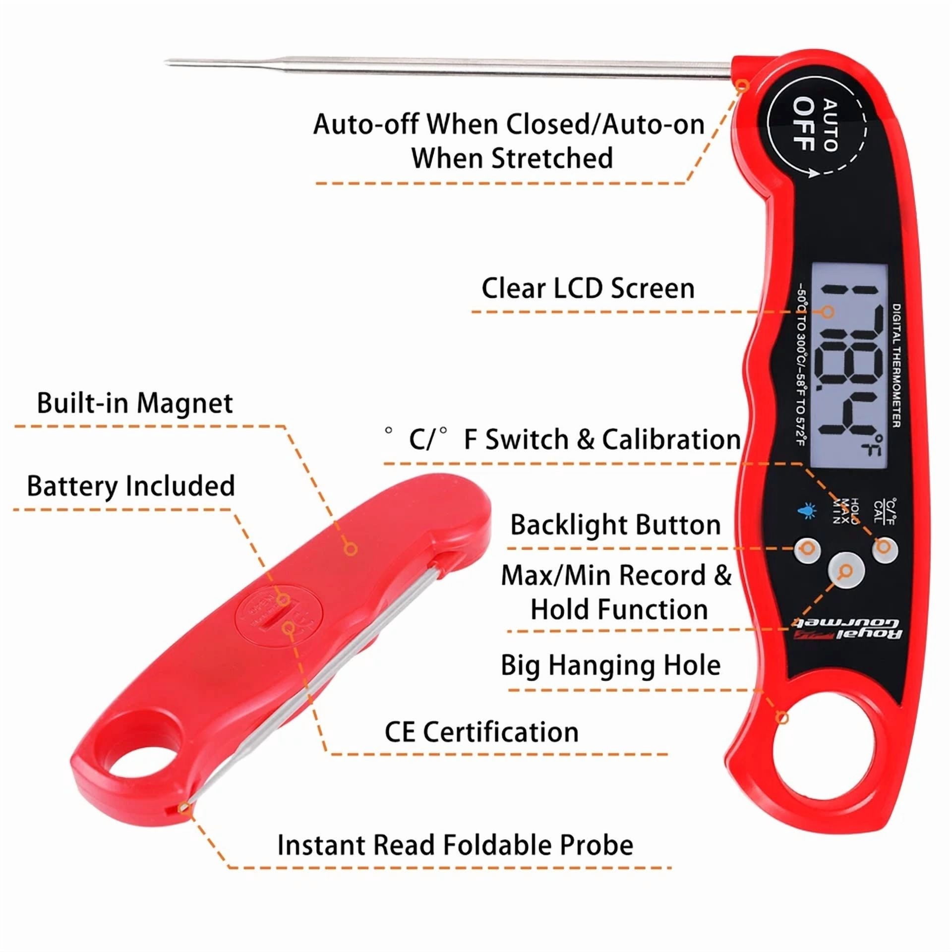 CIRCLE- Royal Gourmet Instant Read Meat Thermometer Kitchen Cooking Food Foldable Turkey