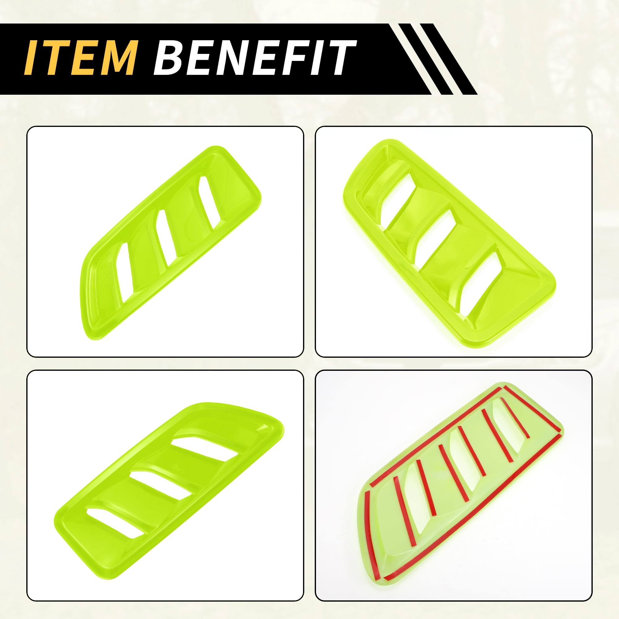 Unique Bargains 1 Pair Car Front Hood Air Outlet Vent Cover Trim for Jeep Wrangler JL JLU Gladiator 2018-2024 Hood Engine Bonnet Air Vent Outlet Cover Bezels ABS Green