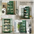 thumbnail image 7 of 61.02" Metal Display Storage Cabinet,Tall Kitchen Pantry Cabinets with Cross Acrylic Glass Doors and Adjustable Shelves,Freestanding Storage Cupboard for Kitchen, Living Room(Green), 7 of 7
