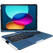 edaiser Swivel Keyboard Case for iPad 10th Generation 2022 10.9-inch A2696 A2777 A2757; Wireless Rotatable Cover and Pencil Holder, Multi-Touch Trackpad, RGB Backlit, Navy Blue