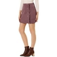 thumbnail image 4 of INSPIRE CHIC Women's Skirt Corduroy High Waist Button Decor A Line Mini Skirt S Dark Pink, 4 of 7