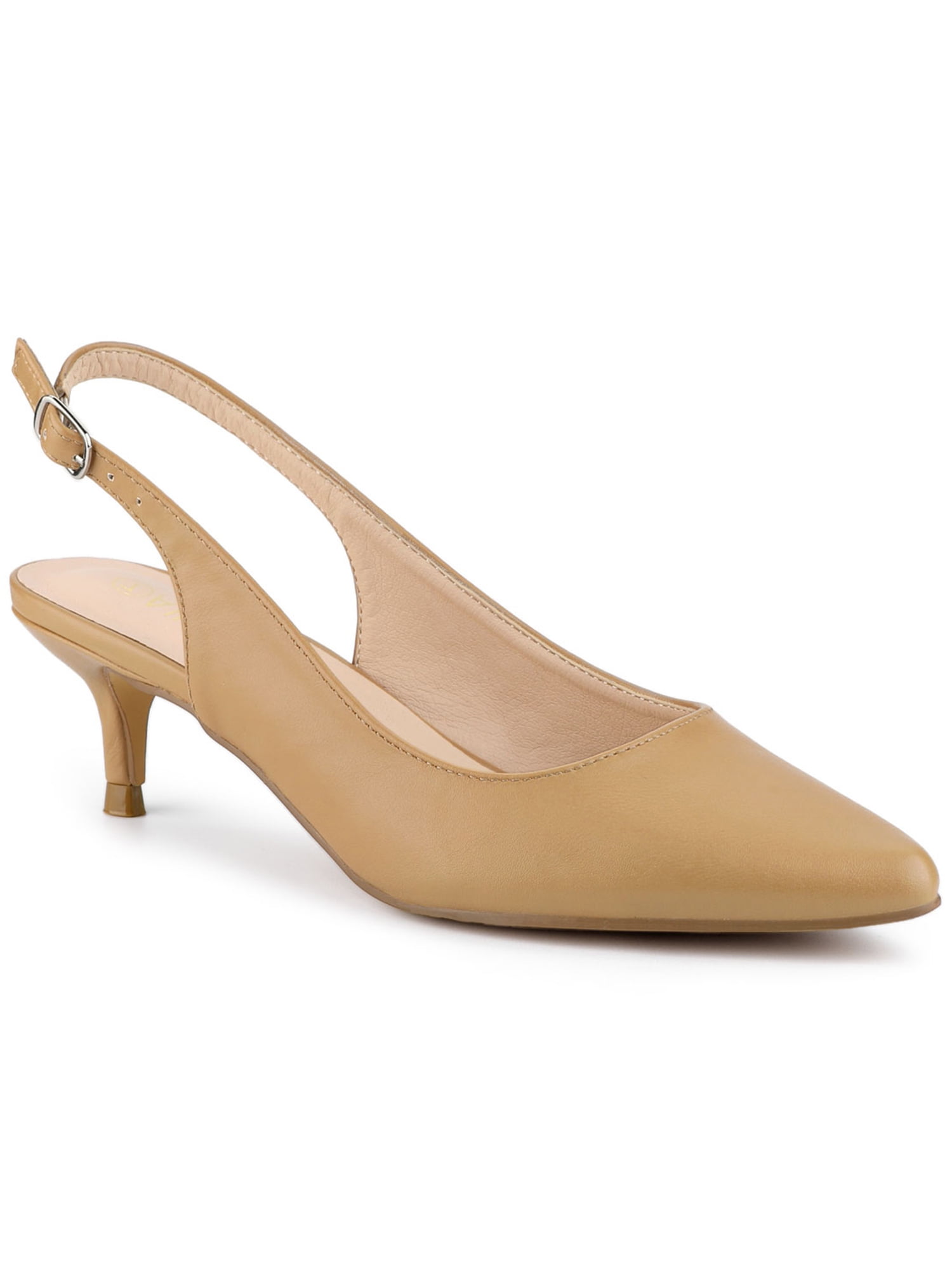 Allegra K Women's Pointed Toe Slingback Kitten Heels Pumps Brown 9.5
