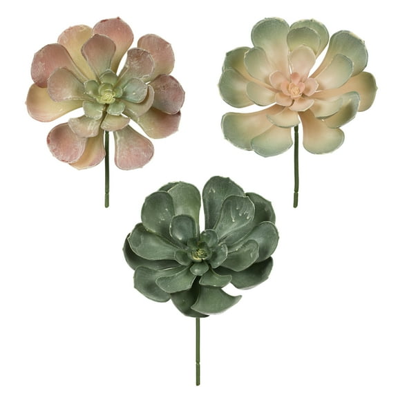 Vickerman 8.5" Artificial Assorted Echeveria Stems, 6 per Bag