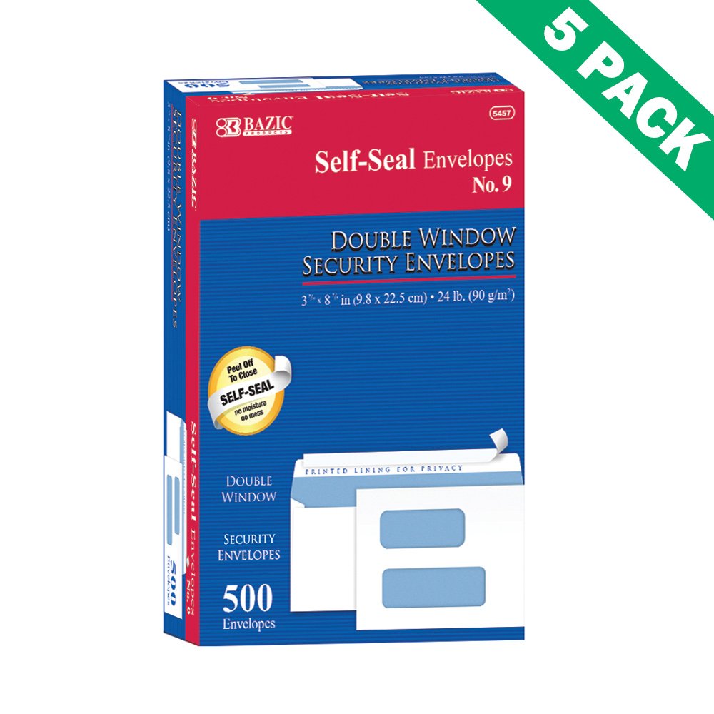 Number 9 Envelopes, 5 Unit Case Of 500 Selfseal Security Envelopes