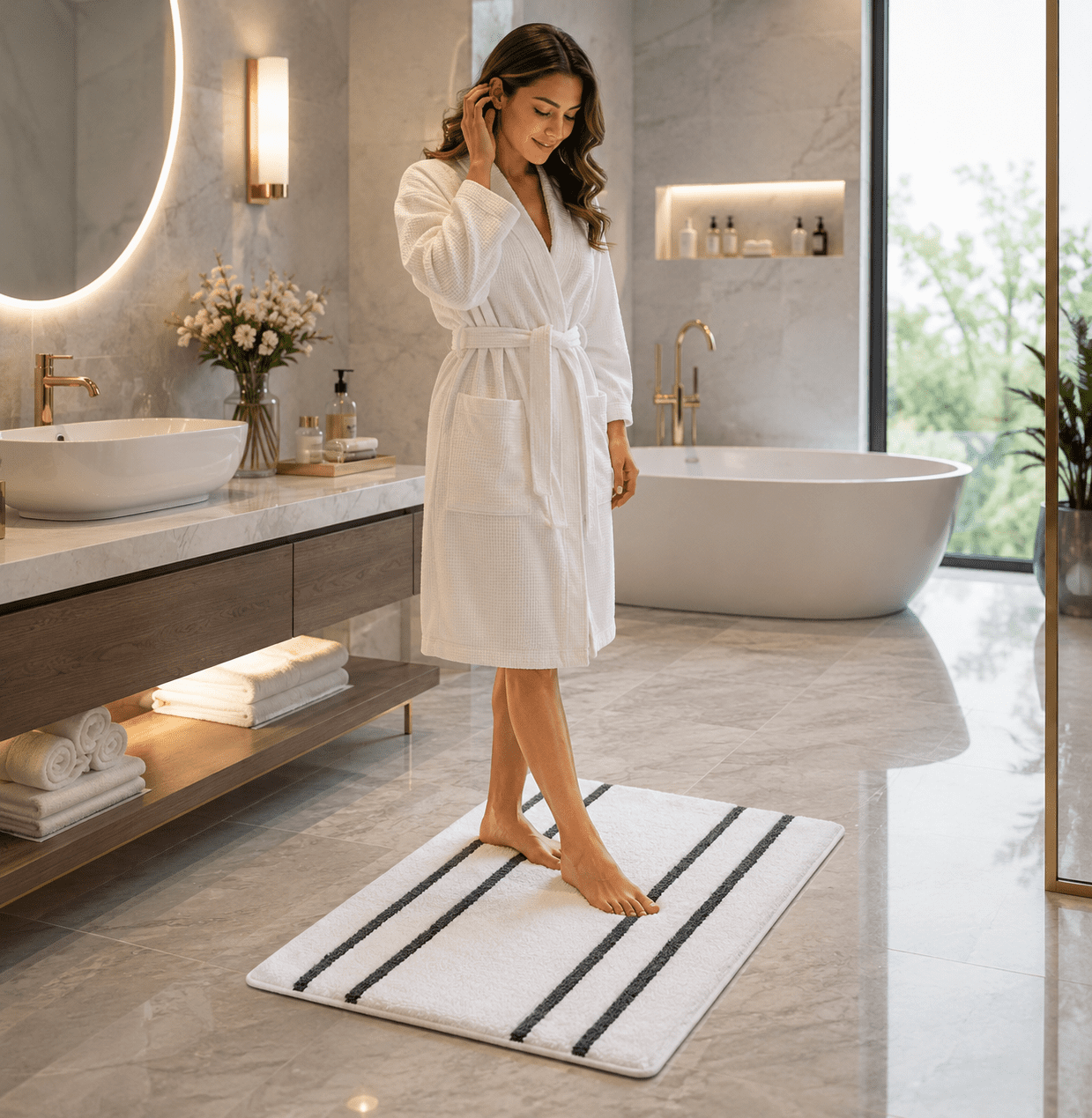 Tritex Microfiber Bath Rug, 20" x 30", White, 1-Piece