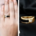thumbnail image 3 of Rosec Jewels Promise Band Ring with Certified Moissanite and Black Enamel - 0.25 CT, 18K Yellow Gold, US 12.50, 3 of 9