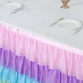thumbnail image 6 of Efavormart 14ft Gradient Unicorn Themed Chiffon Ruffled Tutu Table Skirt with Satin Backing, 5-Tier Rainbow Table Skirting, 6 of 11