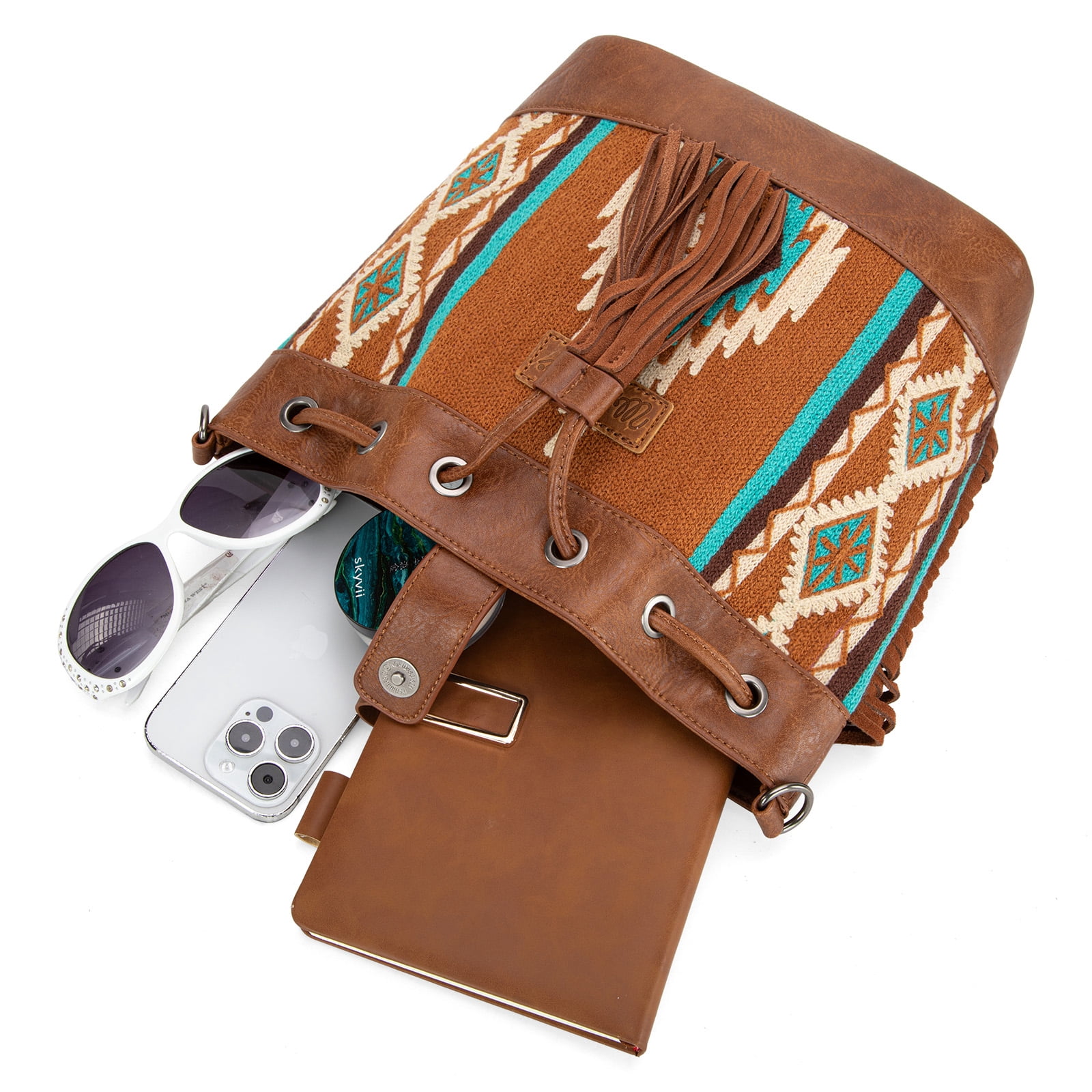 Wrangler Hobo Bags for Women Designer Bucket Purses Western Shoulder Handbags, Brown
