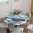 thumbnail image 5 of Coastal Starfish Round Tablecloth for 36-44 Inch Tables,Fitted Table Cover with Elastic Edge,Blue Wooden Grain Seashells Country Waterproof Outdoor Table Cloth Protector for Patio Garden Dinner, 5 of 9