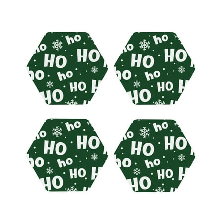 

Vsdgher Ho Ho Ho A Leather Coasters for Drinks Durable Drink Coasters 4 Set for Tabletop Protection Luxurious Home Décor and Housewarming Gift-Hexagon